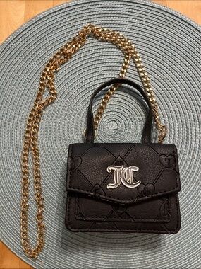 Black Mini Crossbody Bag with Gold Chain
